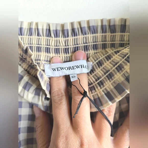 NWT! WeWoreWhat, Smocked Midi, Gingham, Whispering White, Size XL - Picture 10 of 11